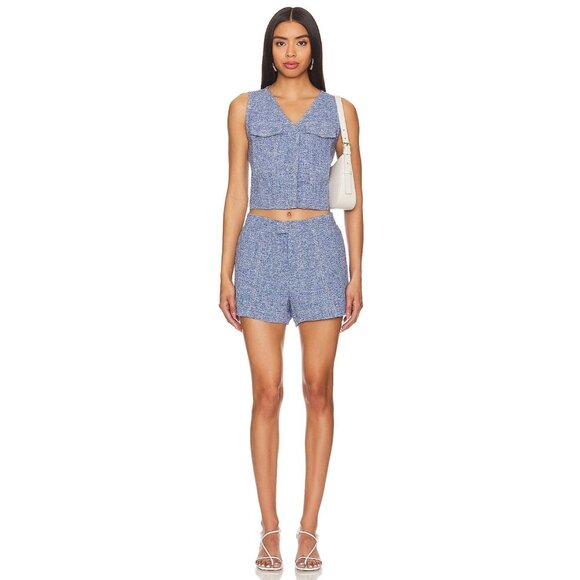 Central Park West Sammie Top in Blue Tweed - Picture 4 of 4